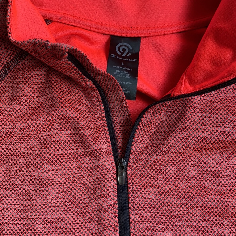 . Champion red black and gray 3/4 zip pullover size large - Picture 2 of 6